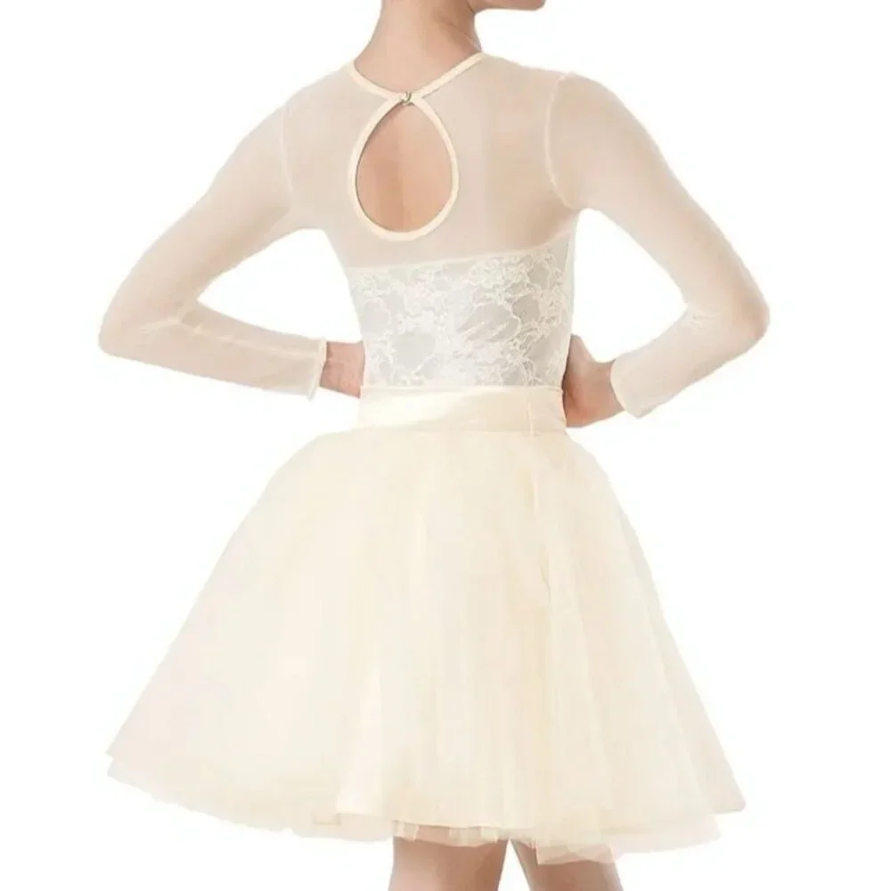 Weissman Music Box Dance Dress Tutu Costume Large‎ Child Ivory Silver Lace Tulle